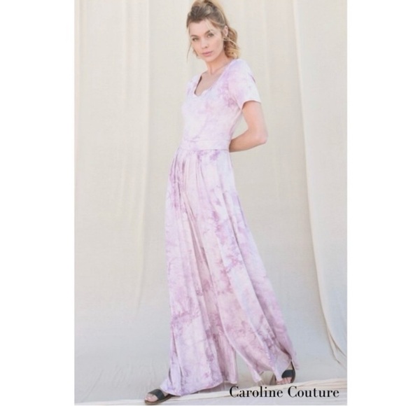 NWT Caroline Couture Tie Die Wide Leg Stretchy Jumpsuit - Picture 1 of 5